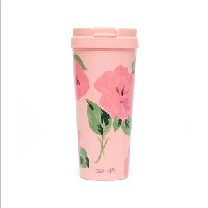 TWO NWT ban.do BUNDLE! Floral + But First Coffee Travel Mug Cups